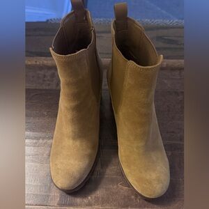 Tory Burch Lug Sole Bootie.  Size 8M.  Brown/Tan Suede.